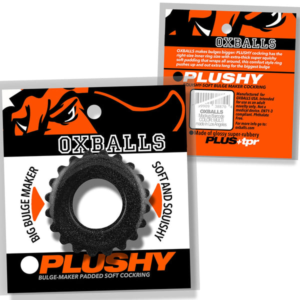 PLUSHY flexTPR™ Bulge-Maker Padded Cockring - Black Mica