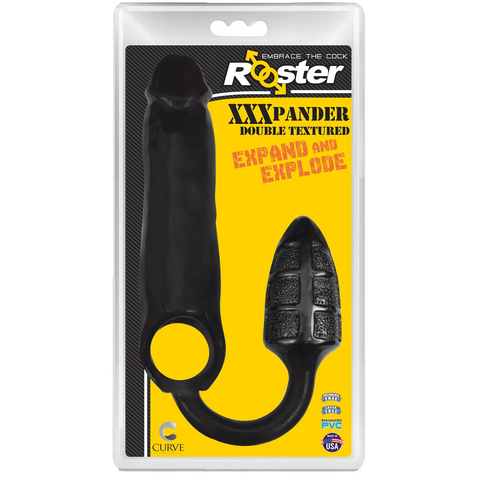 Rooster XXXPander Sheath with Double Textured Plug - Black