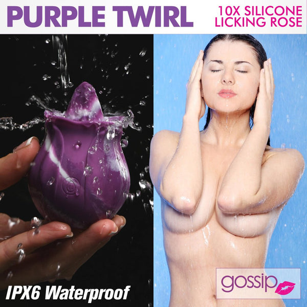 Curve Novelties Gossip 10X Cum Into Bloom Purple Twirl Licking Rose Rechargeable Clitoral Vibrator - Extreme Toyz Singapore - https://extremetoyz.com.sg - Sex Toys and Lingerie Online Store - Bondage Gear / Vibrators / Electrosex Toys / Wireless Remote Control Vibes / Sexy Lingerie and Role Play / BDSM / Dungeon Furnitures / Dildos and Strap Ons  / Anal and Prostate Massagers / Anal Douche and Cleaning Aide / Delay Sprays and Gels / Lubricants and more...