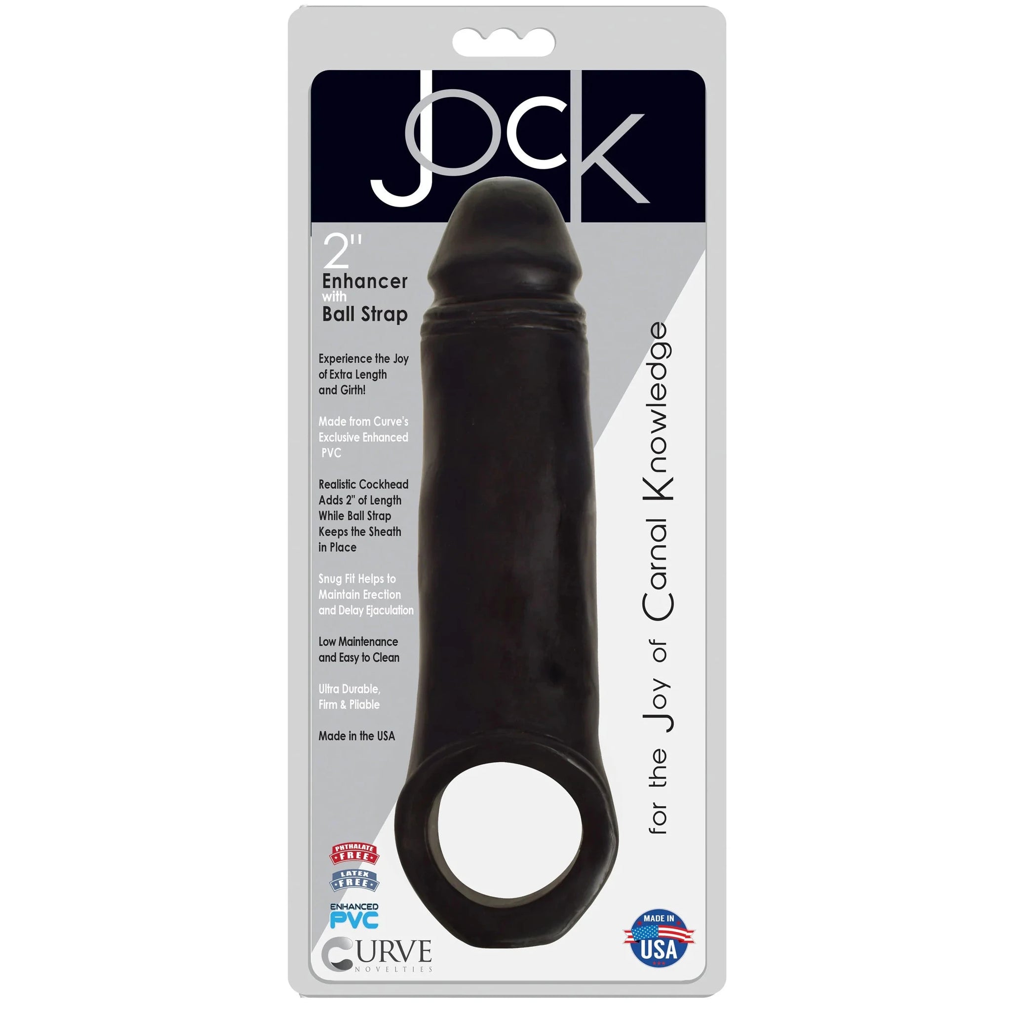 Jock 2" Black Penis Enhancer with Ball Strap
