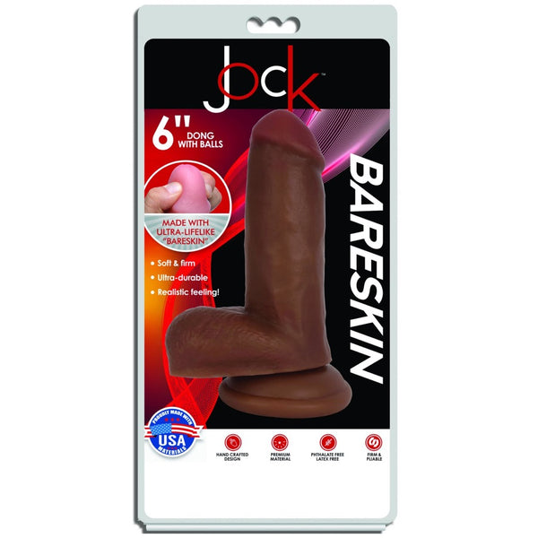 Curve Novelties Jock 6" Bareskin Dildo with Balls - Dark - Extreme Toyz Singapore - https://extremetoyz.com.sg - Sex Toys and Lingerie Online Store - Bondage Gear / Vibrators / Electrosex Toys / Wireless Remote Control Vibes / Sexy Lingerie and Role Play / BDSM / Dungeon Furnitures / Dildos and Strap Ons  / Anal and Prostate Massagers / Anal Douche and Cleaning Aide / Delay Sprays and Gels / Lubricants and more...