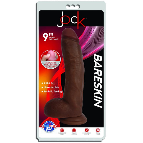 Curve Novelties Jock 9" Bareskin Dildo with Balls - Dark - Extreme Toyz Singapore - https://extremetoyz.com.sg - Sex Toys and Lingerie Online Store - Bondage Gear / Vibrators / Electrosex Toys / Wireless Remote Control Vibes / Sexy Lingerie and Role Play / BDSM / Dungeon Furnitures / Dildos and Strap Ons  / Anal and Prostate Massagers / Anal Douche and Cleaning Aide / Delay Sprays and Gels / Lubricants and more...