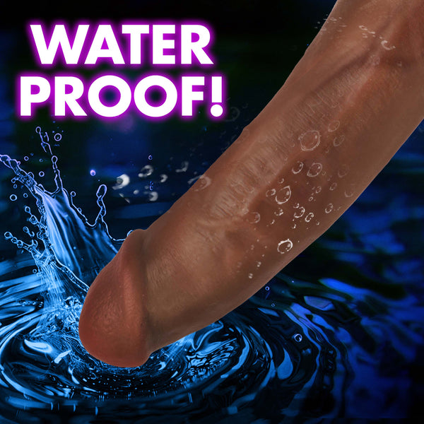 Jock 8" Bareskin Vibrating Dildo with Balls - Dark