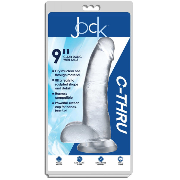 Jock C-Thru Dildo with Balls - 9"