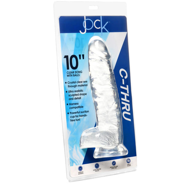 Jock C-Thru Dildo with Balls - 10"