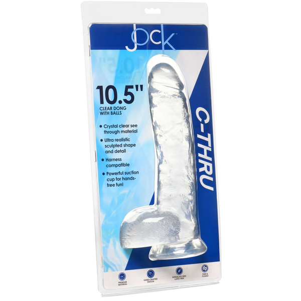 Jock C-Thru Dildo with Balls - 10.5"