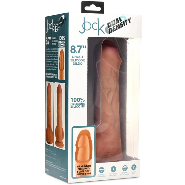 Jock Dual Density Uncut Silicone Dildo with Balls - 8.7"
