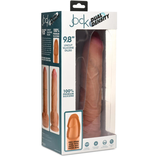 Jock Dual Density Uncut Silicone Dildo with Balls - 9.8"