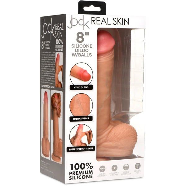 Jock Real Skin Light Silicone Dildo with Balls - 8"