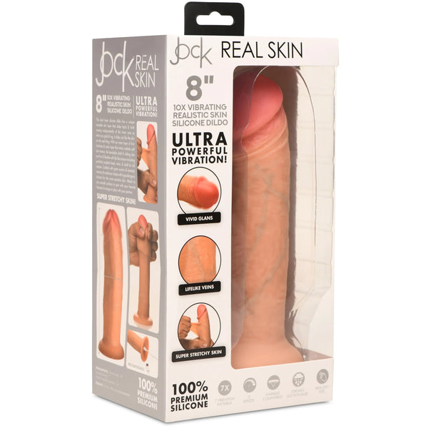Jock 10X Real Skin Light Rechargeable Vibrating Dildo - 8"