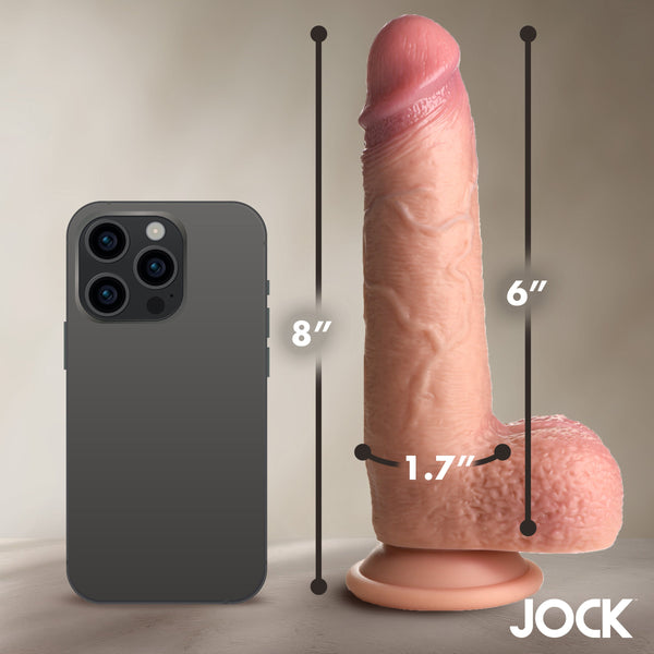 Jock Real Skin Medium Silicone Dildo with Balls - 8"