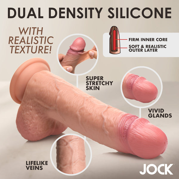 Jock Real Skin Medium Silicone Dildo with Balls - 9"