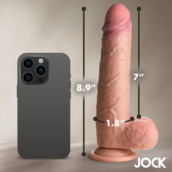 Jock Real Skin Medium Silicone Dildo with Balls - 9"