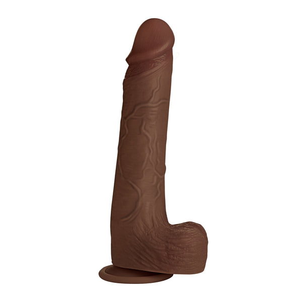 Jock Real Skin Dark Silicone Dildo with Balls - 10"