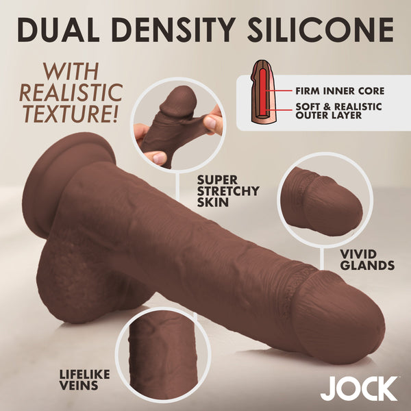 Jock Real Skin Dark Silicone Dildo with Balls - 10"