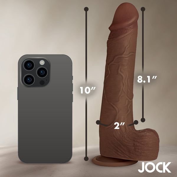 Jock Real Skin Dark Silicone Dildo with Balls - 10"