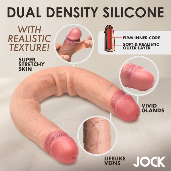 Jock Real Skin Medium Silicone Double Dildo - 15.75"