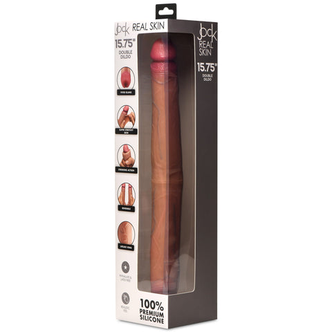 Jock Real Skin Medium Silicone Double Dildo - 15.75"