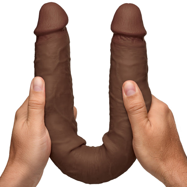 Jock Real Skin Dark Silicone Double Dildo - 17.75"