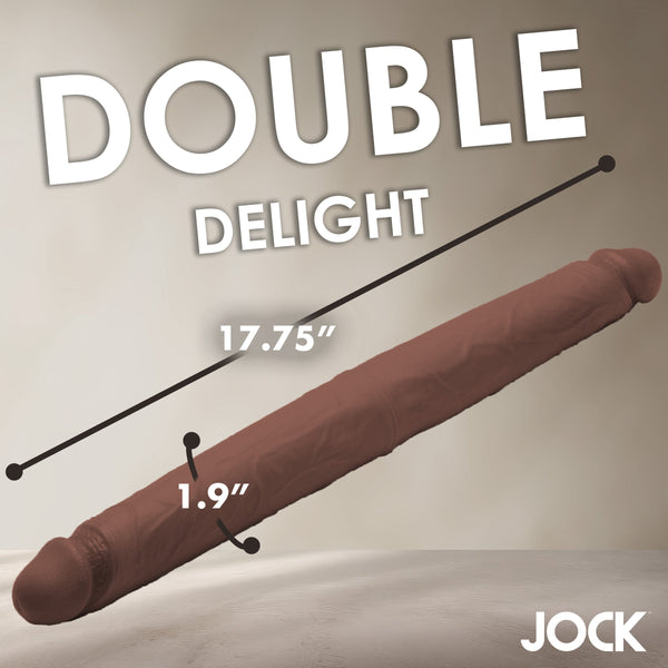 Jock Real Skin Dark Silicone Double Dildo - 17.75"