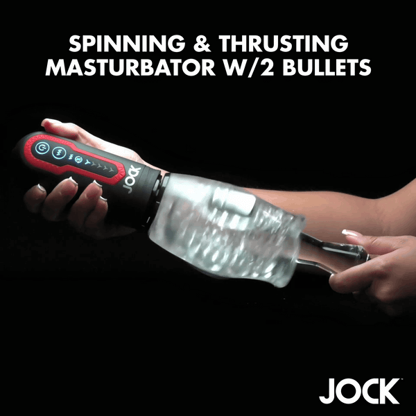 Jock Spinning & Thrusting Rechargeable Masturbator with 2 Bullets