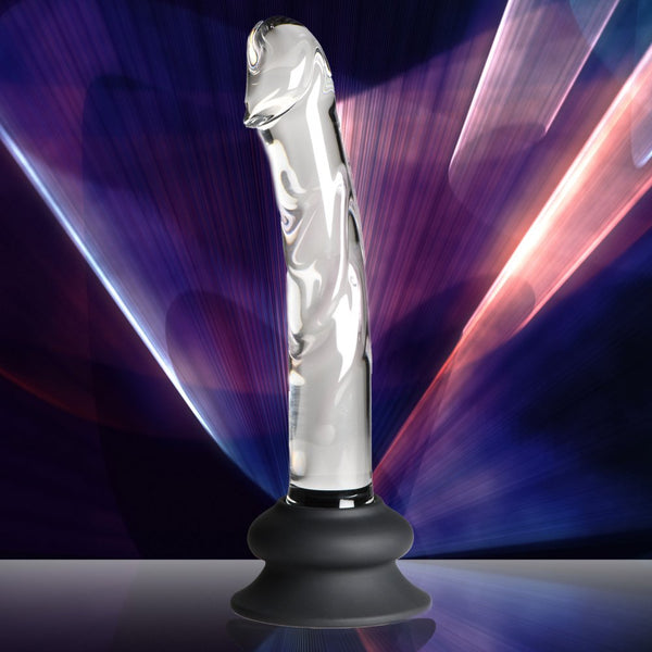 Curve Novelties Pleasure Crystals 7" Glass Dildo with Silicone Base - Extreme Toyz Singapore - https://extremetoyz.com.sg - Sex Toys and Lingerie Online Store - Bondage Gear / Vibrators / Electrosex Toys / Wireless Remote Control Vibes / Sexy Lingerie and Role Play / BDSM / Dungeon Furnitures / Dildos and Strap Ons  / Anal and Prostate Massagers / Anal Douche and Cleaning Aide / Delay Sprays and Gels / Lubricants and more...