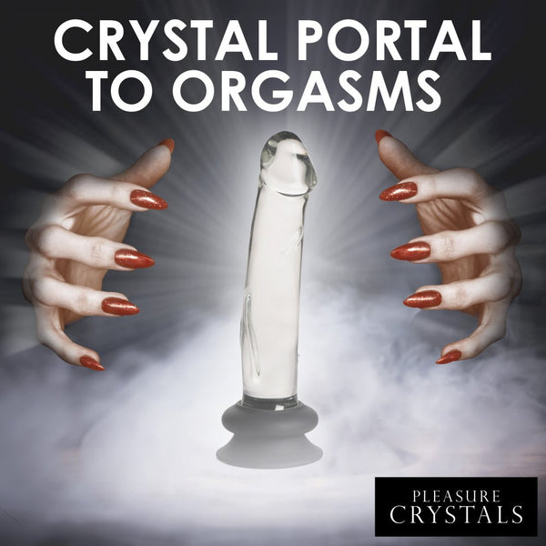 Curve Novelties Pleasure Crystals 7.6" Glass Dildo with Silicone Base - Extreme Toyz Singapore - https://extremetoyz.com.sg - Sex Toys and Lingerie Online Store - Bondage Gear / Vibrators / Electrosex Toys / Wireless Remote Control Vibes / Sexy Lingerie and Role Play / BDSM / Dungeon Furnitures / Dildos and Strap Ons  / Anal and Prostate Massagers / Anal Douche and Cleaning Aide / Delay Sprays and Gels / Lubricants and more...