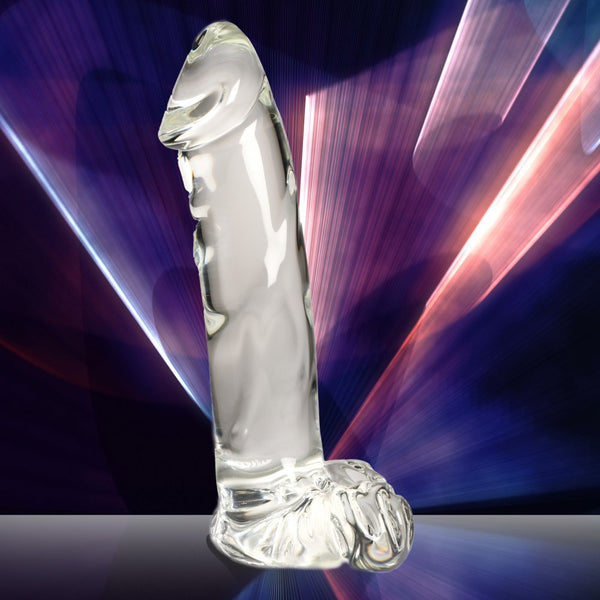 Curve Novelties Pleasure Crystals Glass 7.1" Dildo with Balls -  Extreme Toyz Singapore - https://extremetoyz.com.sg - Sex Toys and Lingerie Online Store - Bondage Gear / Vibrators / Electrosex Toys / Wireless Remote Control Vibes / Sexy Lingerie and Role Play / BDSM / Dungeon Furnitures / Dildos and Strap Ons  / Anal and Prostate Massagers / Anal Douche and Cleaning Aide / Delay Sprays and Gels / Lubricants and more...