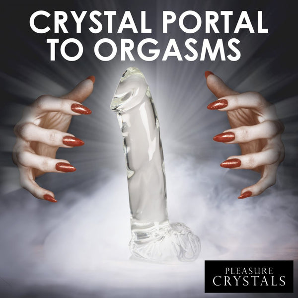 Curve Novelties Pleasure Crystals Glass 7.1" Dildo with Balls -  Extreme Toyz Singapore - https://extremetoyz.com.sg - Sex Toys and Lingerie Online Store - Bondage Gear / Vibrators / Electrosex Toys / Wireless Remote Control Vibes / Sexy Lingerie and Role Play / BDSM / Dungeon Furnitures / Dildos and Strap Ons  / Anal and Prostate Massagers / Anal Douche and Cleaning Aide / Delay Sprays and Gels / Lubricants and more...