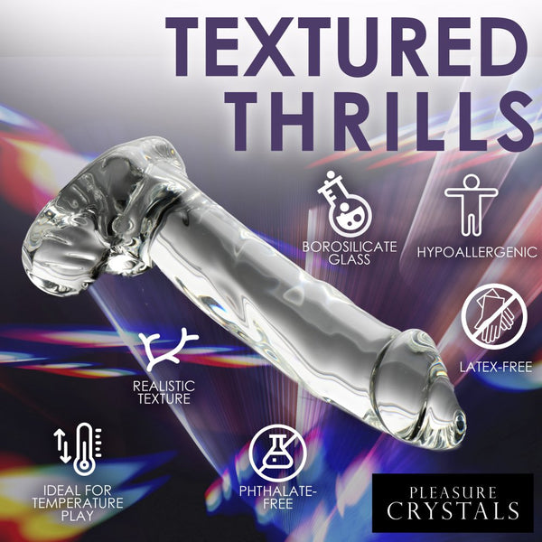 Curve Novelties Pleasure Crystals Glass 7.1" Dildo with Balls -  Extreme Toyz Singapore - https://extremetoyz.com.sg - Sex Toys and Lingerie Online Store - Bondage Gear / Vibrators / Electrosex Toys / Wireless Remote Control Vibes / Sexy Lingerie and Role Play / BDSM / Dungeon Furnitures / Dildos and Strap Ons  / Anal and Prostate Massagers / Anal Douche and Cleaning Aide / Delay Sprays and Gels / Lubricants and more...