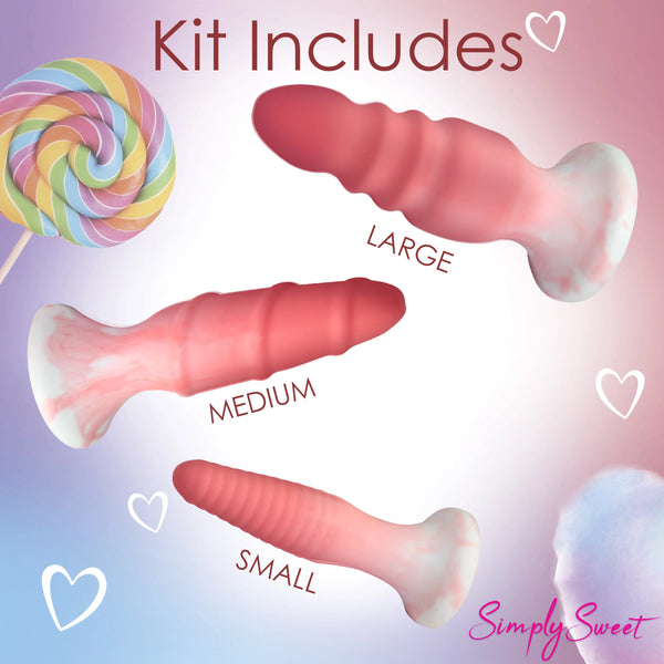 Simply Sweet 3 Piece Silicone Butt Plug Set - Pink