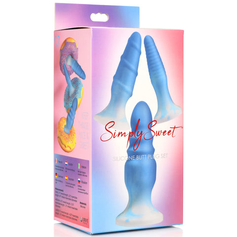 Simply Sweet 3 Piece Silicone Butt Plug Set - Blue