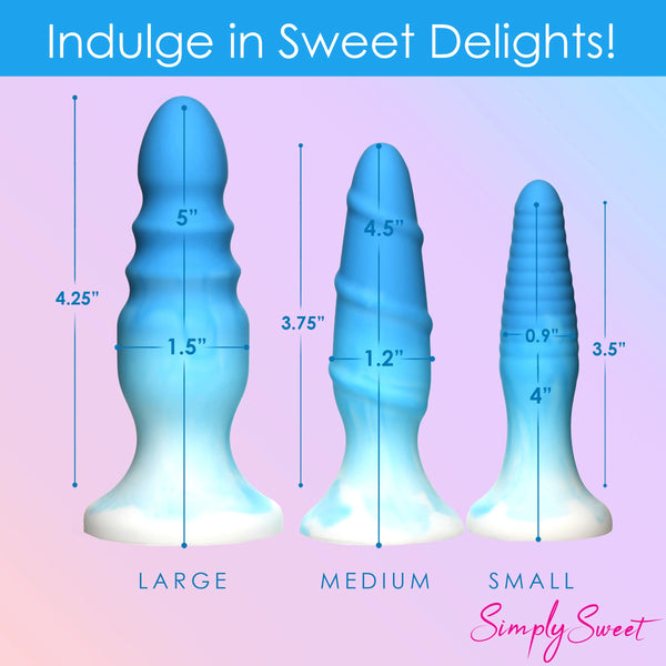 Simply Sweet 3 Piece Silicone Butt Plug Set - Blue