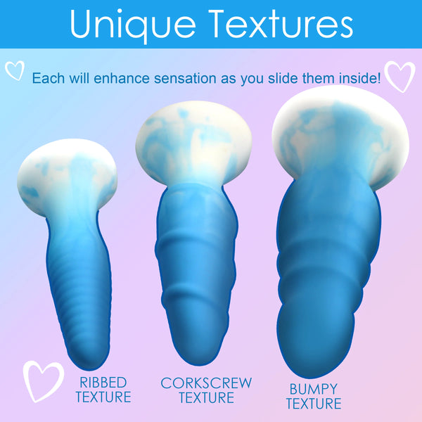 Simply Sweet 3 Piece Silicone Butt Plug Set - Blue