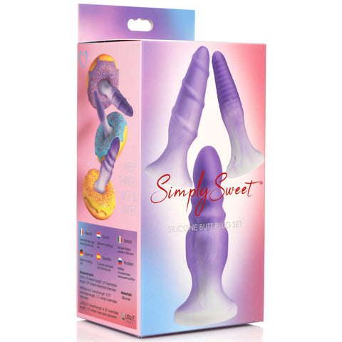 Simply Sweet 3 Piece Silicone Butt Plug Set - Purple