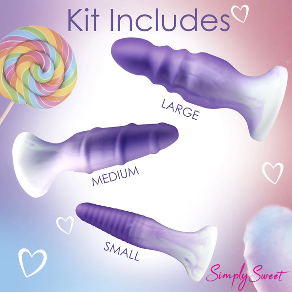 Simply Sweet 3 Piece Silicone Butt Plug Set - Purple