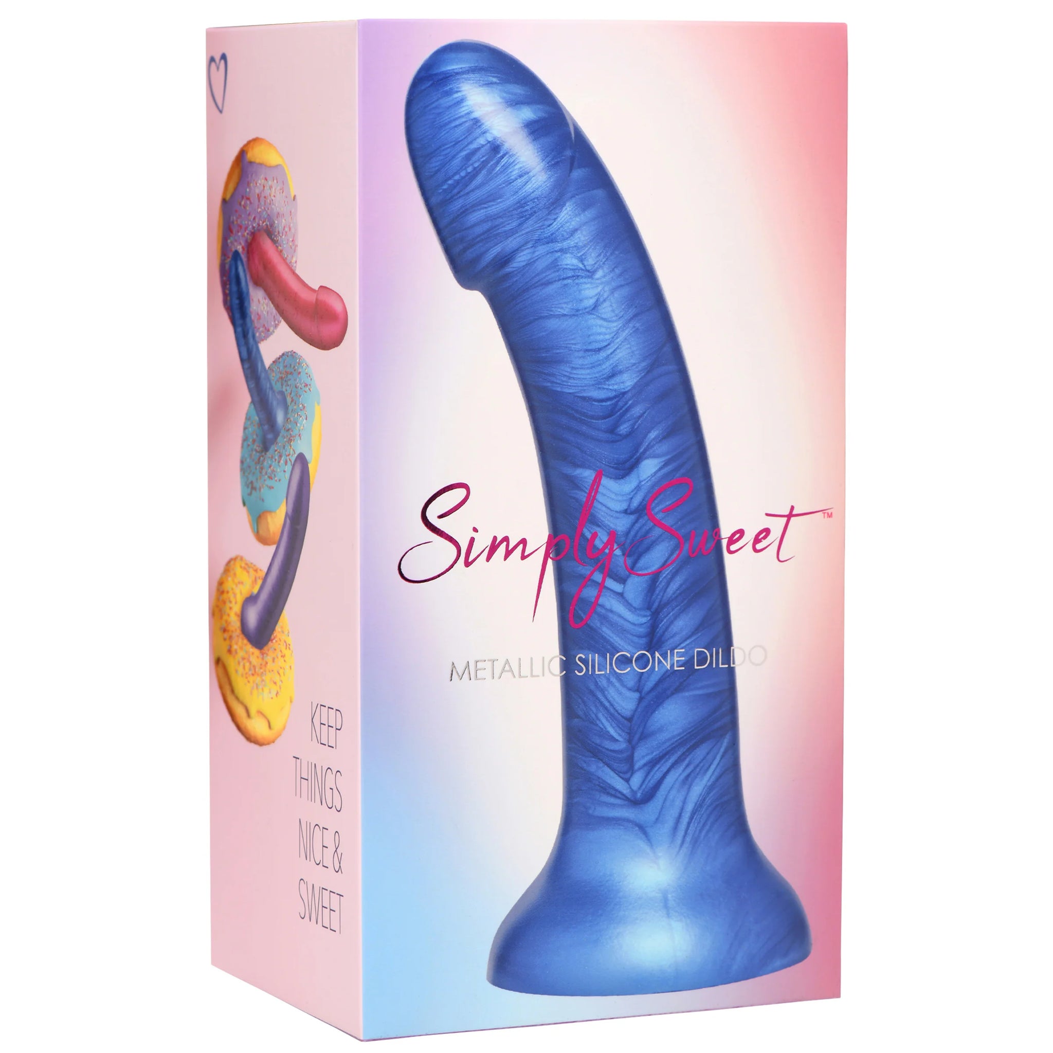 Simply Sweet Metallic Silicone 7" Dildo - Blue