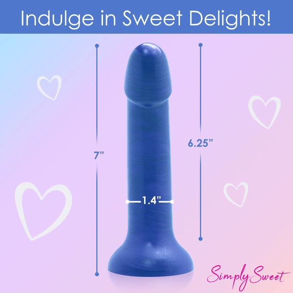 Simply Sweet Metallic Silicone 7" Dildo - Blue