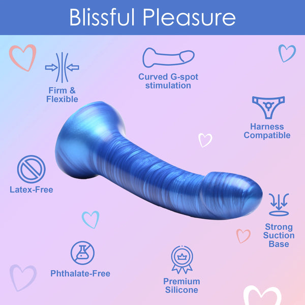 Simply Sweet Metallic Silicone 7" Dildo - Blue