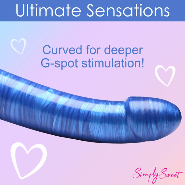 Simply Sweet Metallic Silicone 7" Dildo - Blue