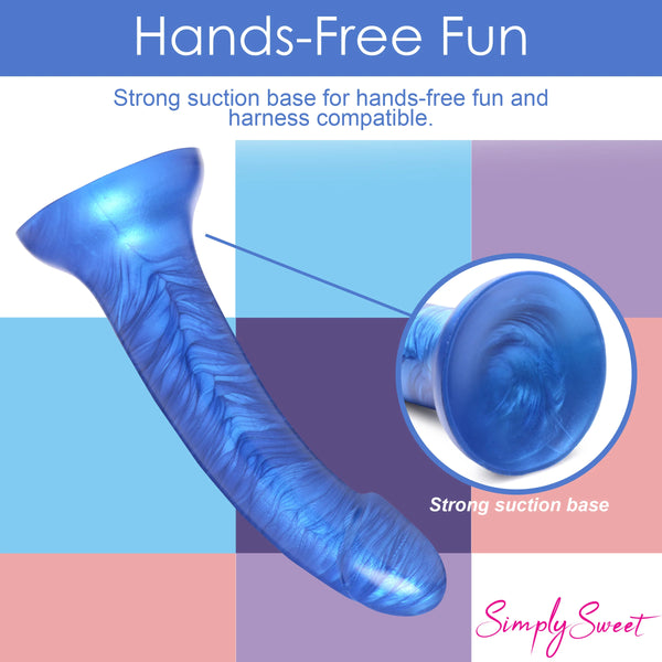 Simply Sweet Metallic Silicone 7" Dildo - Blue