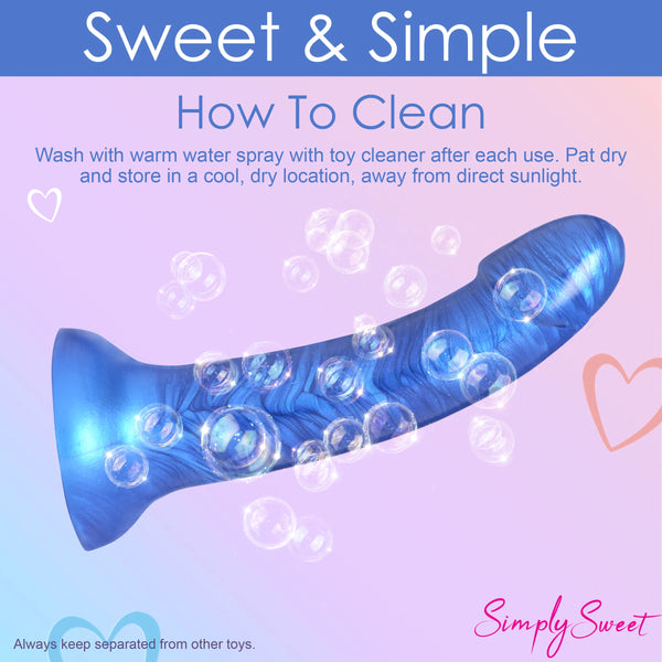 Simply Sweet Metallic Silicone 7" Dildo - Blue