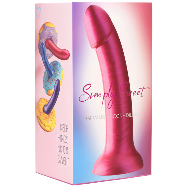 Simply Sweet Metallic Silicone 7" Dildo - Pink