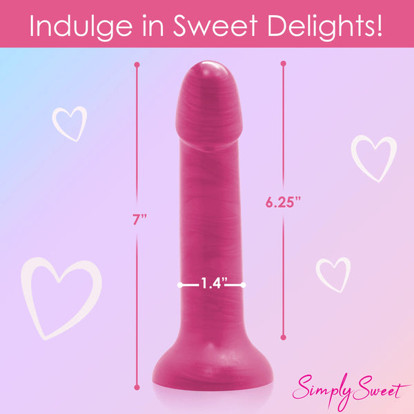 Simply Sweet Metallic Silicone 7" Dildo - Pink