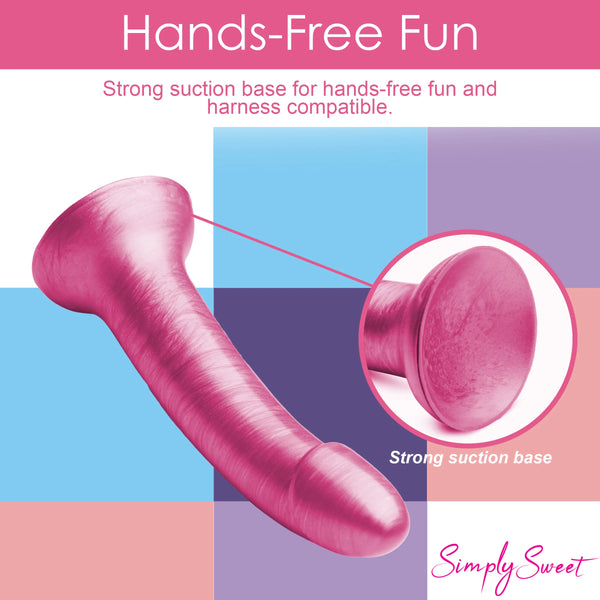 Simply Sweet Metallic Silicone 7" Dildo - Pink