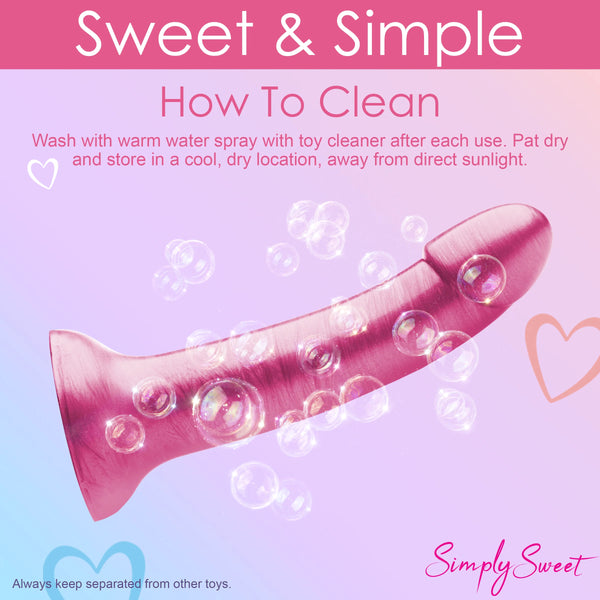 Simply Sweet Metallic Silicone 7" Dildo - Pink