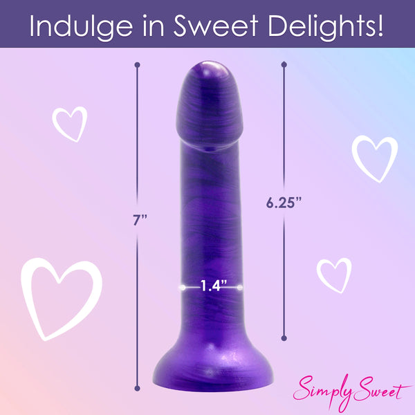 Simply Sweet Metallic Silicone 7" Dildo - Purple