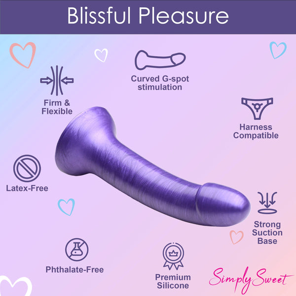 Simply Sweet Metallic Silicone 7" Dildo - Purple