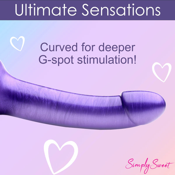 Simply Sweet Metallic Silicone 7" Dildo - Purple