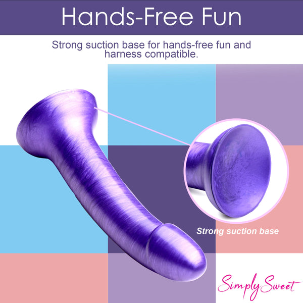 Simply Sweet Metallic Silicone 7" Dildo - Purple